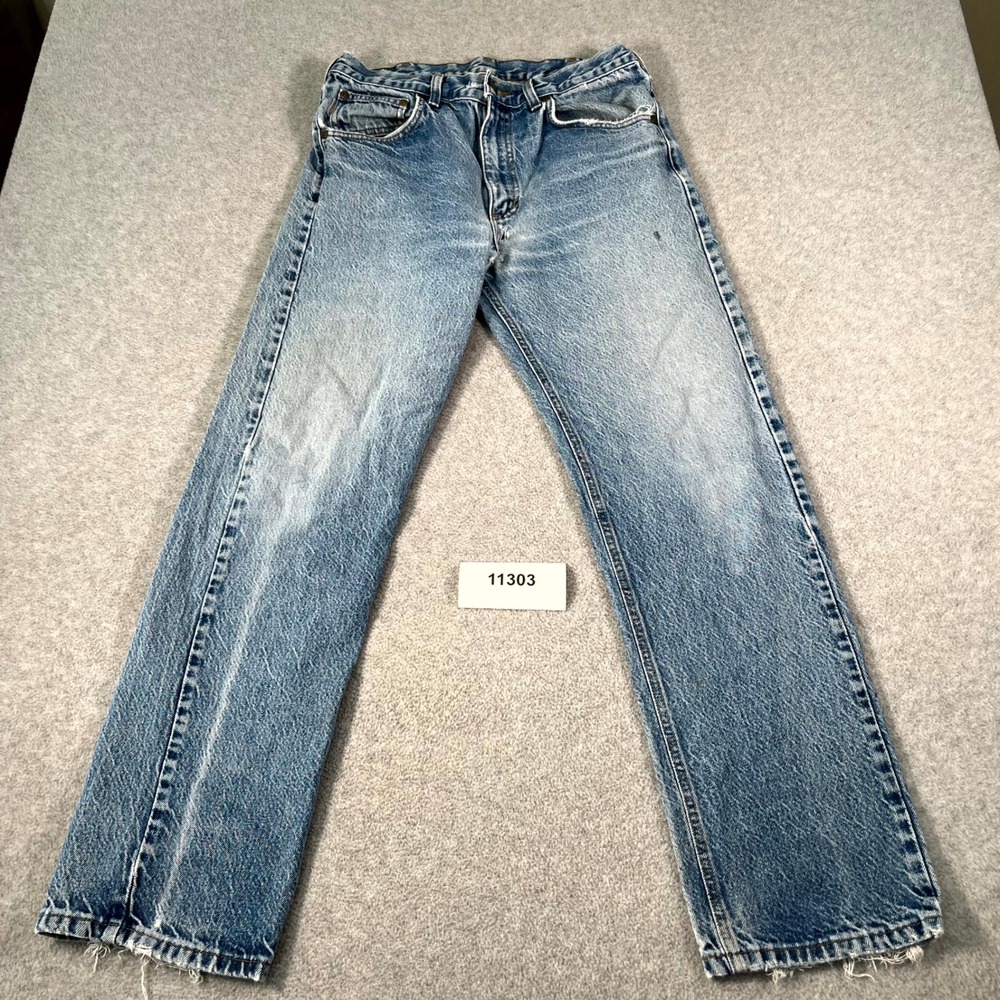 Carhartt USA Jeans Mens 33x32 Denim Blue Light Wash Cotton Straight Leg